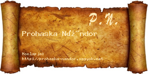 Prohaska Nándor névjegykártya